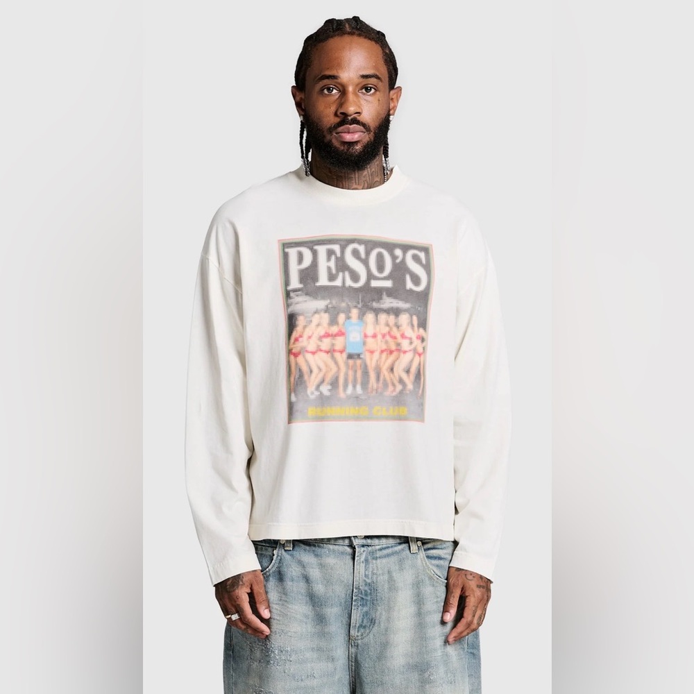 NWT [Peso] ‘Running Club’ Soft Cotton Long-Sleeved T-Shirt Graphic Tee Men’s L